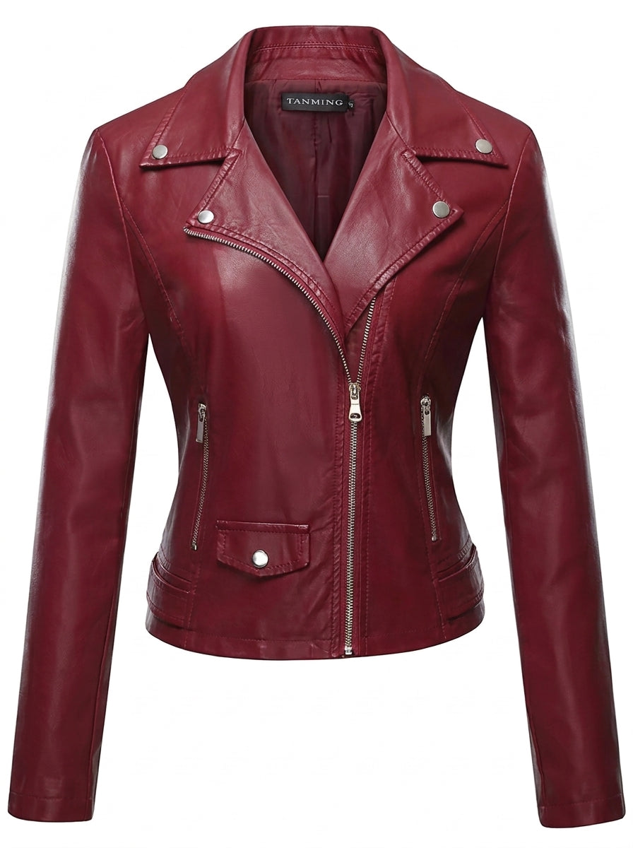 Veste Style Biker Bordeaux