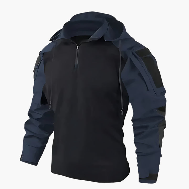 Veste Tactique Bicolore à Capuche – Bleu Foncé