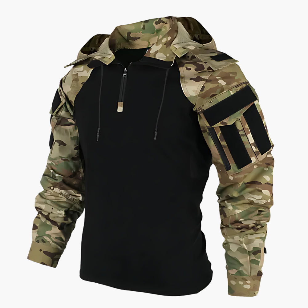 Veste Tactique Bicolore à Capuche – Marron Foncé