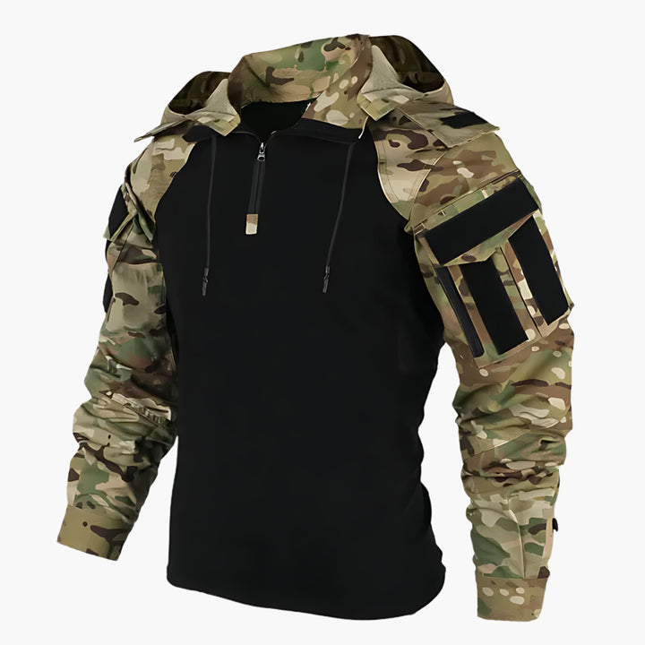 Veste Tactique Bicolore à Capuche – Marron Foncé