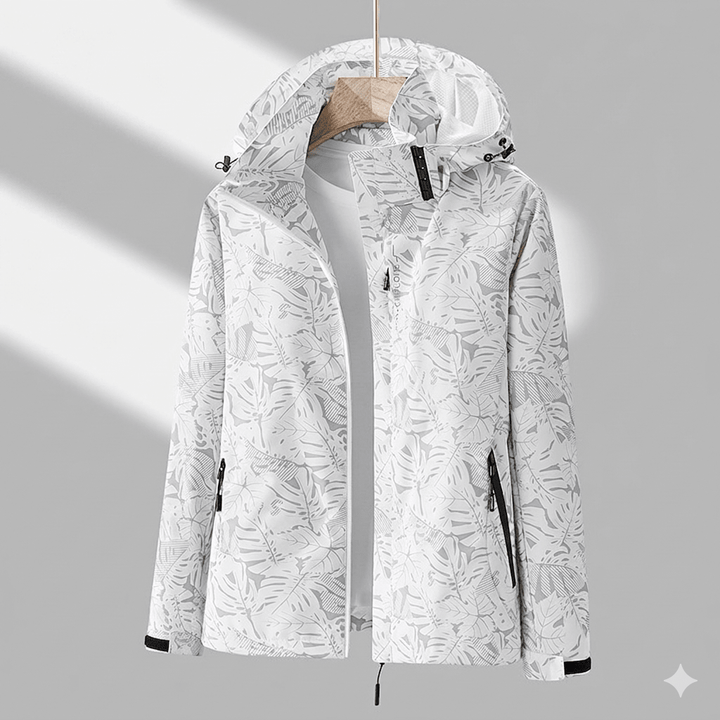 Veste Technique à Motif Feuillage – Gris