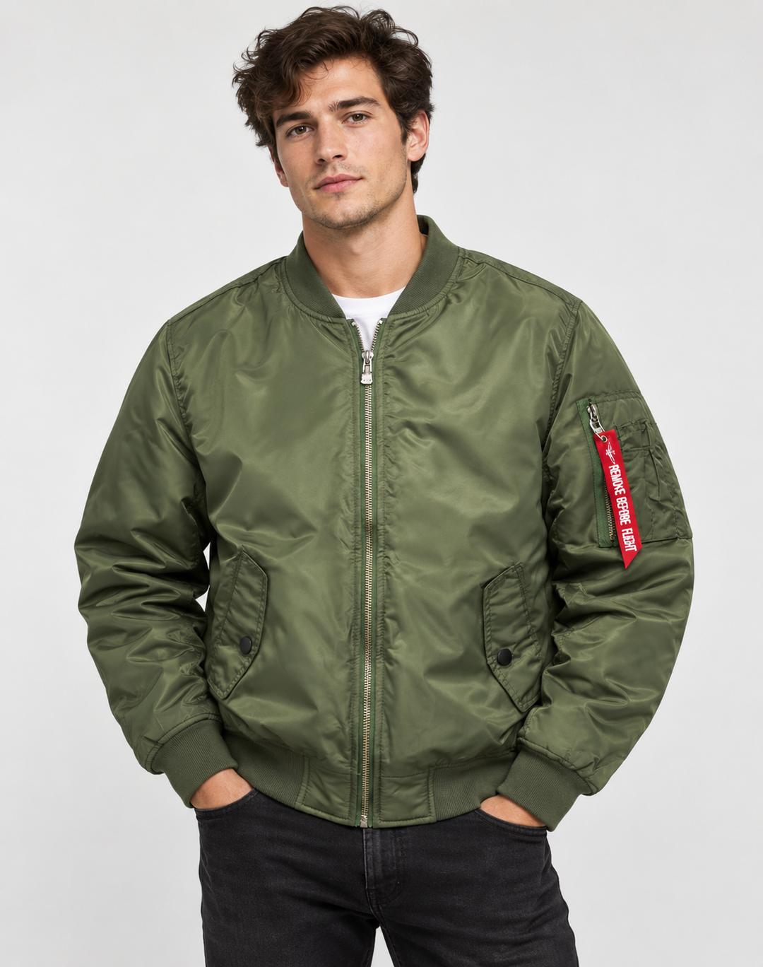 Veste Urbaine Style Aviateur – Vert Olive