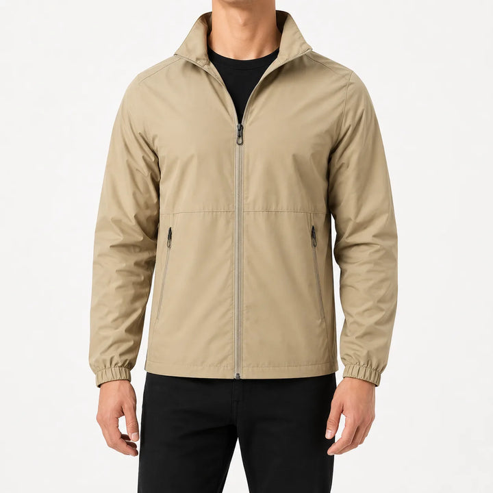 Veste Zippée à Col Montant – Beige