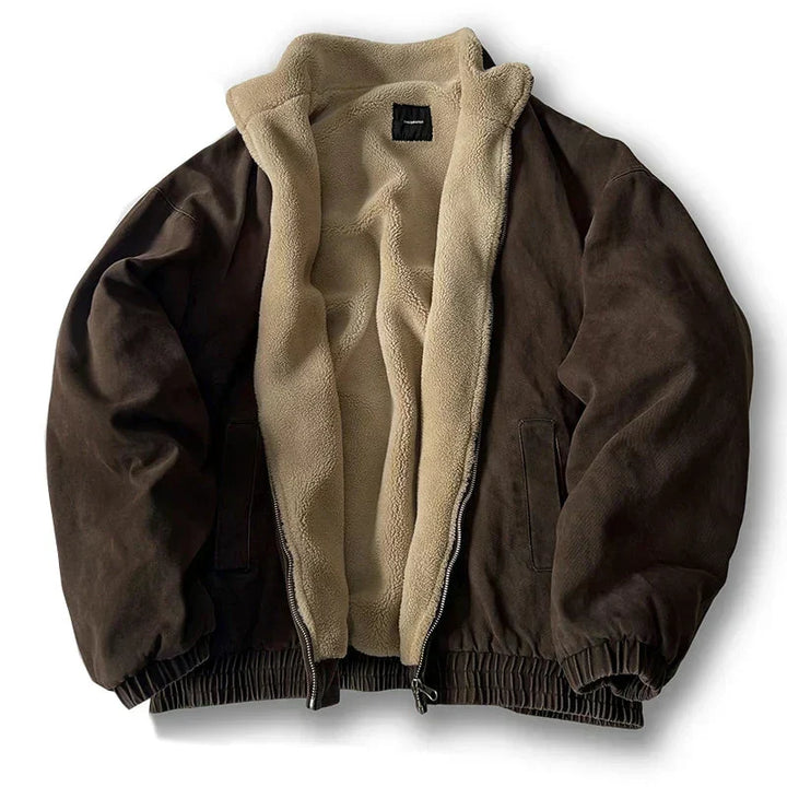 Veste Zippée à Doublure Chaude – Marron