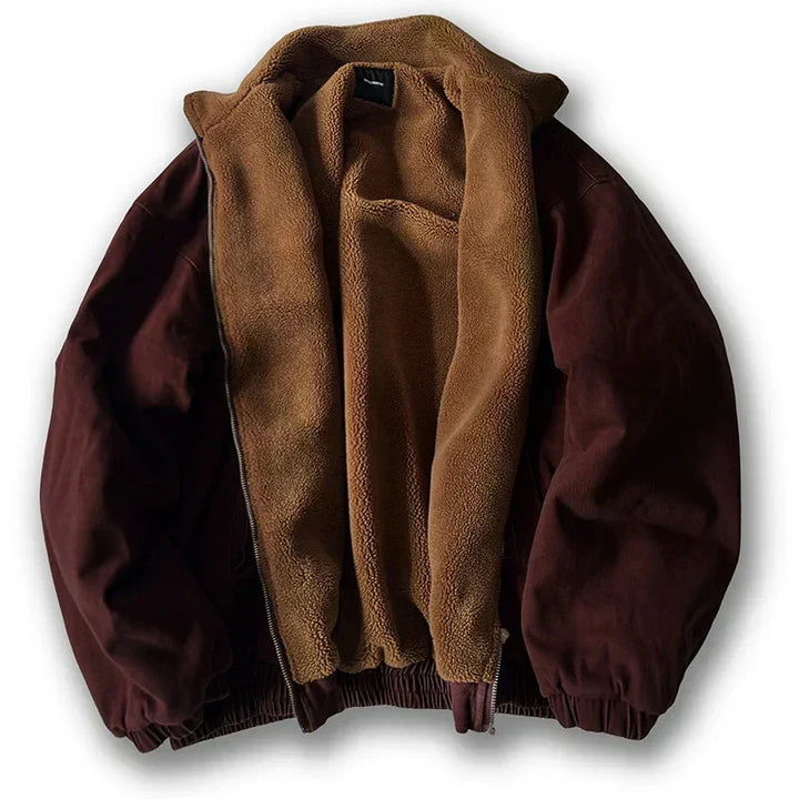 Veste Zippée à Doublure Chaude – Rouge