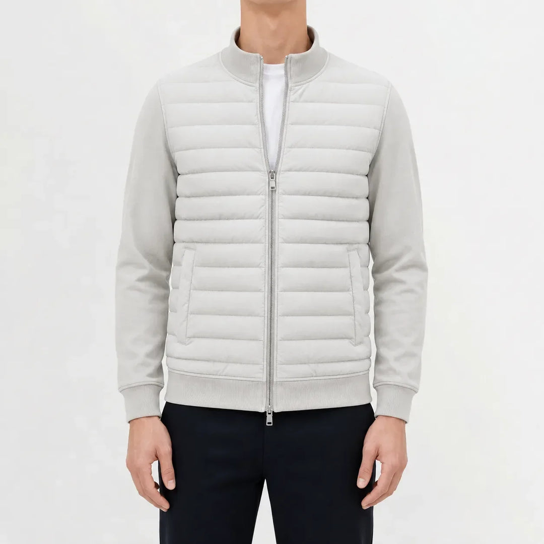 Veste Zippée à Plastron Matelassé – Blanc