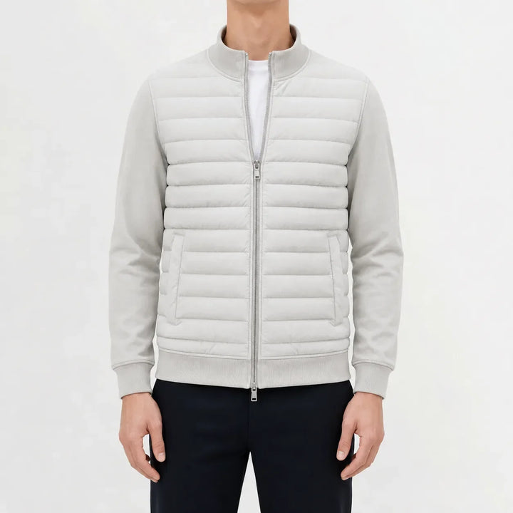 Veste Zippée à Plastron Matelassé – Blanc