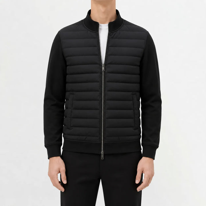 Veste Zippée à Plastron Matelassé – Noir