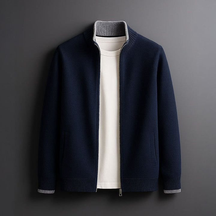 Veste Zippée Col Bicolore – Bleu