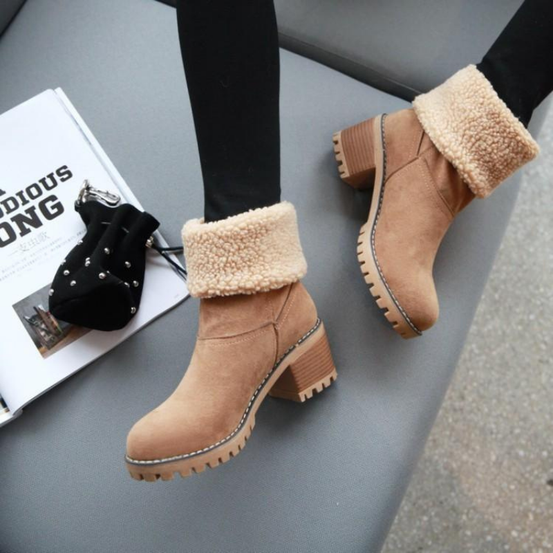Bottines à Revers en Fausse Fourrure