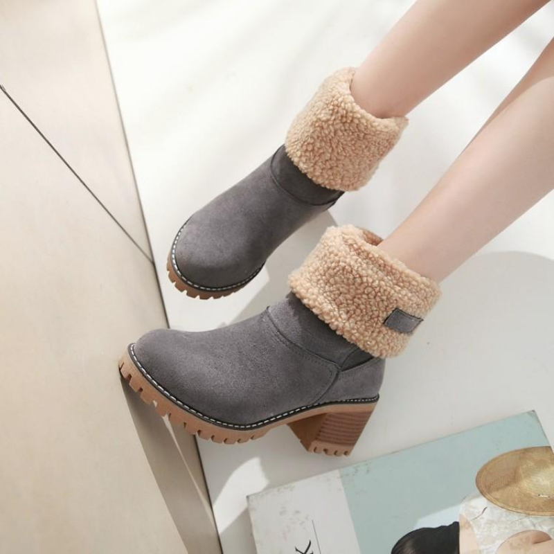 Bottines à Revers en Fausse Fourrure